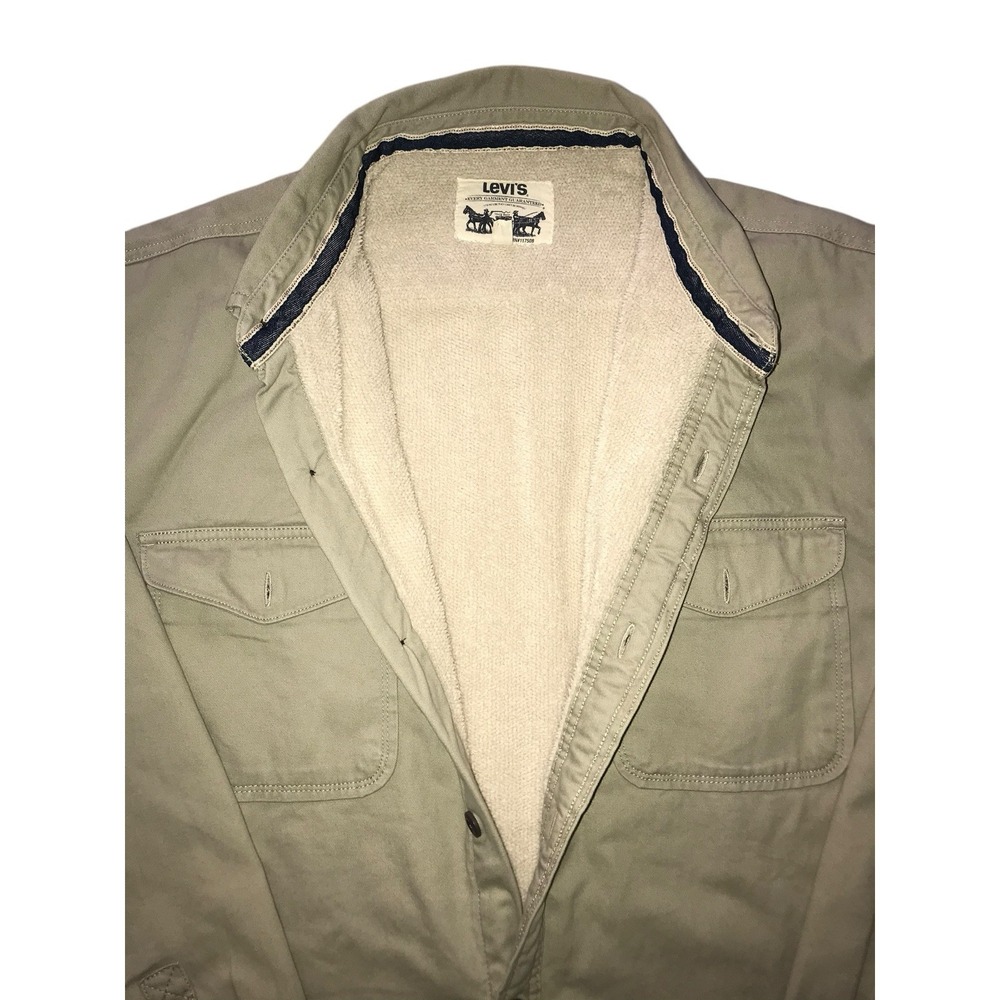 Levi's Men's Jacket Coat Beige Sherpa Lined Trucker Jacket Long Sleeve Size XL - Picture 4 of 6
